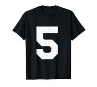 #5 Jersey Uniform Varsity Sports Number, 5th Birthday Value Graphic T-Shirt, Men, Black, L