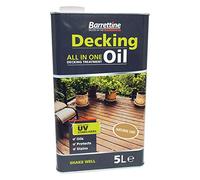 Barrettine Decking Oil (Natural Oak, 5L) - UV & Fade Resistant All-in-One Outdoor Decking Treatment, Water Repellent Deck Oil for Exterior Timber & Structures