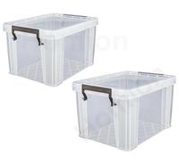 2X clear plastic storage boxes with lid stackable stacking clip look lid 5 litre