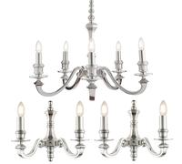 5 Lamp Ceiling & 2x Matching Twin Wall Light Pack Premium Aluminium Chandelier Loops Multi One Size
