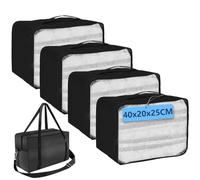 5 Large Deep Packing Cubes - 4x20L Large Packing Cubes for Suitcases & 1x for Ryanair Cabin Bag 40x20x25-5 Pcs Travel Organiser Packing Bags (5 Black)