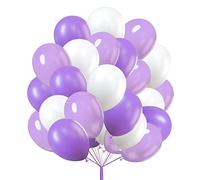 5" Latex Vibrant White, Purple, Light Purple Colour Combination Plain Balloons For Party Decorations Valentines Day Pack of 30