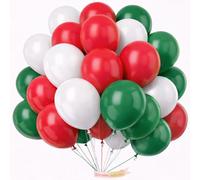 5" Latex Vibrant White, Red, Green Colour Combination Plain Balloons For Party Decorations Valentines Day Pack of 30