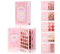 5-Layer Color Bloom Makeup Book Palette, 70 Shades Full Face Makeup Kit, Blendable Eyeshadow Blush Highlighter Contour Brow Pomade Cream Lipstick, Portable Travel Cosmetic Set, Holiday Beauty Gift