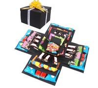 5 Layer Creative Explosion Gift Box, Black Snack Explosion Box with Tape and Ribbon, DIY Explosion Gift Box Surprise Box for Valentine's Day Anniversary Wedding Birthday