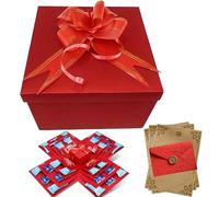 5 Layer DIY Explosion Gift Box Kit with Envelope Ribbon,Tape and Creative Surprise Photo Album Box for Birthday, Anniversary, Valentine's Day, Christmas Gifts (Red)