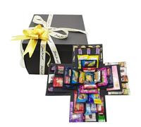 5 Layer Explosion Box with Ribbon,Surprise Case DIY Gift Cardboard,Creative Scrapbooking Container for Birthday Anniversary Anniversaries Valentine's Day Unique Handmade Gift (Black)