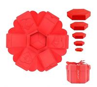 5 Layer Explosion Gift Box,Christmas Explosion Box with Bow Ribbon,Handmade Scrapbooking Boxes,Creative Surprise Container for Anniversary Christmas Festival Record Memories