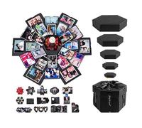 5 Layer Explosion Gift Box,Christmas Explosion Box with Bow Ribbon,Handmade Scrapbooking Boxes,Creative Surprise Container for Anniversary Christmas Festival Record Memories