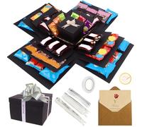 5 Layer Explosion Gift Box, Empty DIY Scrapbooking Surprise Box with Ribbon & Tape, Assembly Required, for Valentine's Day, Birthdays, Anniversaries