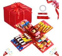 5 layer explosion gift box,explosion gift box chocolate,wedding candy boxs, christmas surprise giftbox explosion,Surprise Boxes with Bow Ribbon,Creative Surprise Container for Anniversary Festival-C