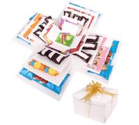 5 Layer Explosion Gift Box, Surprise Snack Explosion Box with Tape and Ribbon, DIY Explosion Surprise Box for Valentine's Day Anniversary Wedding Birthday Record Memories (White)