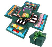 5 Layer Explosion Gift Box, Surprise Snack Explosion Box with Tape and Ribbon, DIY Explosion Surprise Box for Valentine's Day Anniversary Wedding Birthday Record Memories (Green)