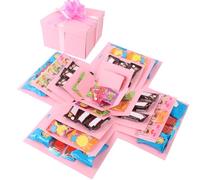 5 Layer Explosion Gift Box, Surprise Snack Explosion Box with Tape and Ribbon, DlY Explosion Surprise Box for Valentine's Day Anniversary Wedding Birthday Record Memories