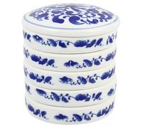 5-Layer Porcelain Stackable Paint Palette - Ceramic Watercolor Mixing Tray with Lid - Professional Round Ink Dish for Chinese Painting, Calligraphy & Gouache - Small Porcelain Artist Palette