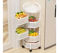 5-Layer Rolling Storage Rack Multi-Layer Carbon Steel Cart with Removable Basket KitchenShelf on Wheels - Versatile and Space-Saving Solution