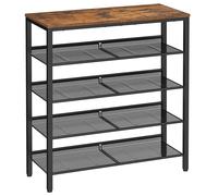 5 Layer Shoe Rack High Shoe Storage with 4 Mesh Shelves and Large Top for Bags