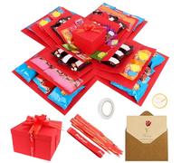 5 Layer Snack Explosion Box with Ribbon, DIY Creative Scrapbooking Surprise Gift Box for Valentine's Day, Birthdays & AnniversariesD