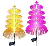 5 Layer Solar Lights Outdoor Garden 7 Colors Changing Jellyfish Lights Stainless Steel Solar Stake Light for Garden Lawn Pathway Yard Landscape Walkway Garden Decorations (2 PCS)