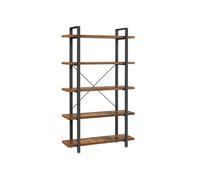 5-Layer Stable Bookcase, Rustic Brown + Black