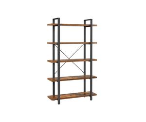 5-Layer Stable Bookcase, Rustic Brown + Black