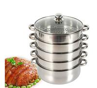 5-Layer Stainless Steel Kitchen Appliance Steam Pot Steam Cooker Steam Container, with Glass lid (26cm)