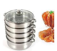 5-Layer Stainless Steel Kitchen Appliance Steam Pot Steam Cooker Steam Container, with Glass lid (30cm)