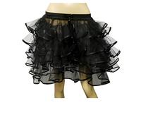 5 Layer Tutu Skirt Adult Women Ladies Neon Hen Night Party Ballet Dance Wear Fairy Angel Fancy Dress (Crazy Chick 5 Layers Black Tutu Skirt with Ribbon (Approximately 18 Inches Long))