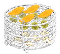 5 Layers Air Fryer Rack Compatible with Ninja Foodi 6.5qt 8qt Stainless Steel Dehydrator Rack Multi Purpose Air Fryer Accessories Stackable Reusable Cooking Rack Grill for Fruits Beef Jerky
