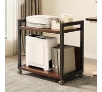 5 Level Adjustable Audio Mobile Stand with Wheels AV Media Support for Home Office & Studio Brown Stereo Tower Furniture 51 x 30 x 55 cm - Perfect for Meetings & Events