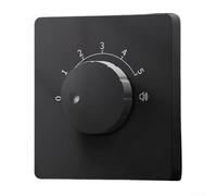 5-Level Adjustable Volume Control Switch for Background Music, Constant Voltage Sound Regulator with Flame-Retardant PC Material, 86x86mm Wall Mount Switch for(Black - 20W Voltage)