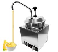 5-Level Nacho Cheese Dispenser with 2 Pumps, Hot Fudge & Caramel Warmer, Commercial Cheese Sauce Warmer, Ideal for Parties & Events, Durable A-Plastic Pipe