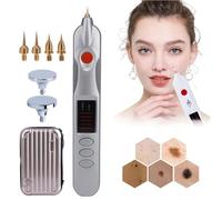 5 Levels Plasma Pen Anti-Wrinkle Tattoo Mole Removal Micro Machine Skin Tag Freckle Wart Dark Spot Remover for Home and Beauty Salon, LCD Screen Display, 3 Model Head Needle,Silver