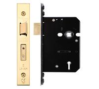 5 Lever Mortice Sash Door Lock Body Union 2201 Replacement ZUKS564 ZUKS576 (76mm Case Size - 57mm Backset, PVD Brass)
