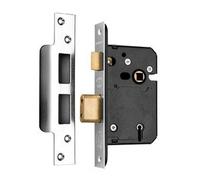 5 lever sash lock BS3621 (British standard) 76mm Insurance approved - Satin Chrome - from e-hardware