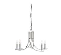 Searchlight Lighting 4165-5SS Ascona 5 Light Ceiling Fitting In Satin Silver Finish With Clear Glass Sconces