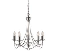 5 Light Chandelier Satin Silver - Modern Ceiling Light