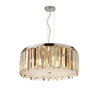 Drum Shape Ceiling Pendant with Hanging Glass Prisms chrome