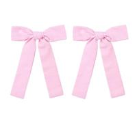 5" Light Pink Hair Bows Clips Cotton Linen Alligator Barrettes Hair Pins Long Ponytail Knot Bows Decor Accessories for Little Toddler Teen Baby Girls School Kids Children