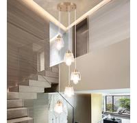 5-Light Spiral Drop Chandelier, Modern Gold Glass Pendant Ceiling Light for High Ceilings, Hanging Chandelier for Staircase Foyer Living Room Kitchen Island Bedroom Hallway (Bulbs Not Included)