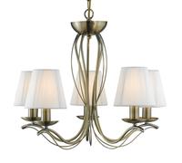 Andretti 5 Light Multi Arm Ceiling Pendant Antique Brass with Shades, E14 - Antique Brass