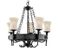 5 Lights Black Finish Ceiling Fitting Pendant Chandelier Light with Glass Shades