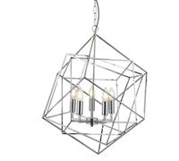 5 Lights Chrome Finish Ceiling Fitting Pendant Light with Geometric Style Frame