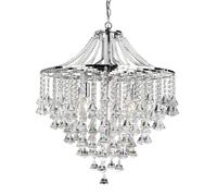 5 Lights Chrome Finish Frame Ceiling Fitting Pendant Light with Crystal Buttons