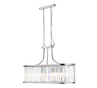 5 Lights Chrome Finish Oval Pendant Ceiling Light with Clear Crystal Glass Shade