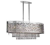 5 Lights Chrome Semi-Flush Ceiling Fitting Light with Clear Crystal Button Drops