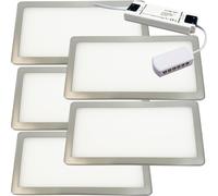 (5 Lights & Driver) BRUSHED NICKEL Slim Under Cabinet Light & Driver - Warm White Diffused LED