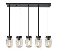 5-Lights Mason Jar Glass Pendant Lighting DIY Adjustable Ceiling Light Fixture Farmhouse Ceiling Light Kitchen Island Hanging Lamp Farmhouse for Farm Barn Lighting Decor Made in China