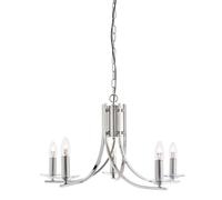 Searchlight Lighting 4165-5SS Ascona 5 Light Ceiling Fitting In Satin Silver Finish With Clear Glass Sconces