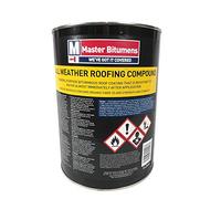 5 Litre All Weather Roofing Compound Waterproof ROOF Coating | Fibre Reinforced Waterproof Paint & Roof Sealant for Flat Roofs, Felt, Concrete & Metal | Rain Resistant